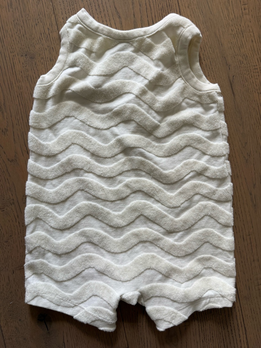 Hanna Andersson Cream Infant Terry Button Romper, 18-24 Months